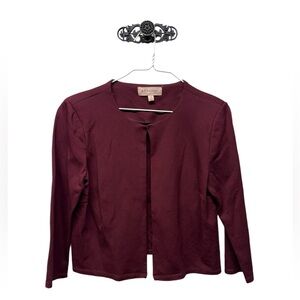 Philosophy burgundy red maroon light one button fancy cardigan sweater top small